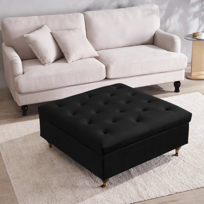 Agoura 93cm Wide Velvet Tufted Square Solid Colour Storage Ottoman with Storage