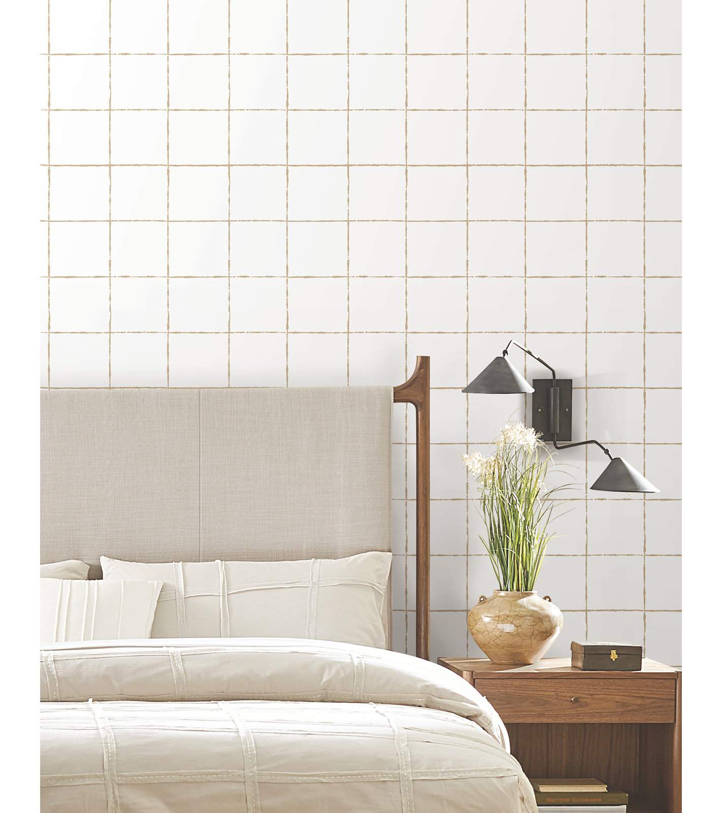 Plaid Wallpaper Double Roll, Gold