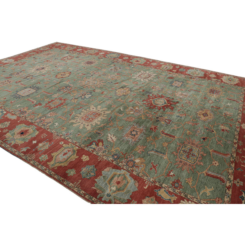 Rug & Kilim’S Oversized Sultanabad Style Rug In Teal Green With Floral Patterns