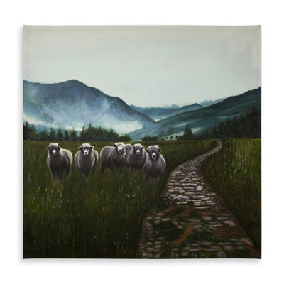 Sheep in the Countryside Tablecloth | Green Rustic Decor