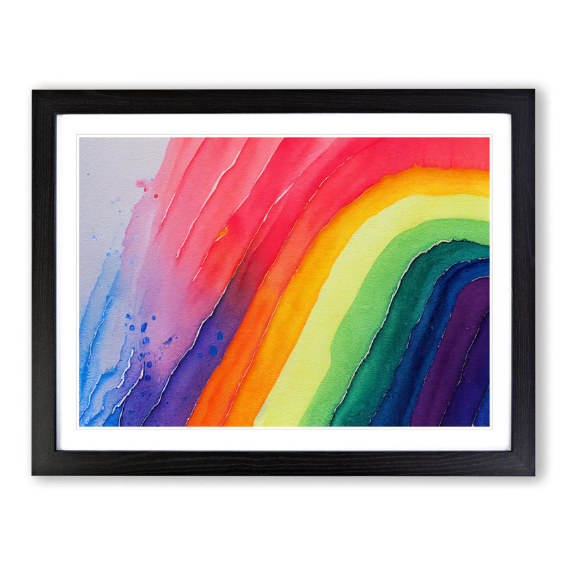 Watercolour Rainbow Vol.1 Abstract - Single Picture Frame Print, Black, 46cm H x 64cm W