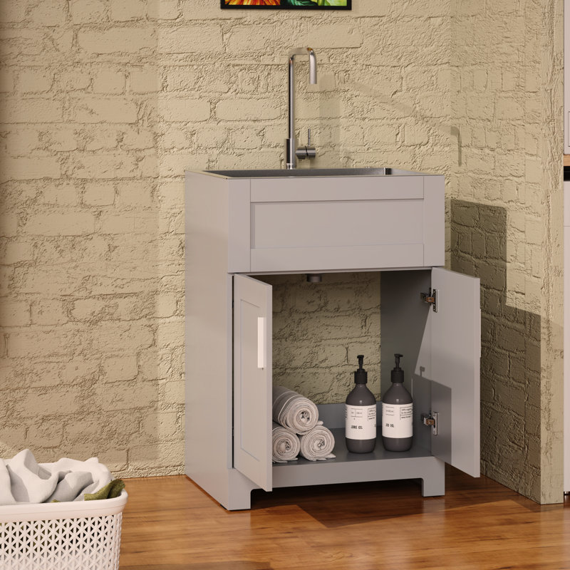 Armoire de salle de bain 24 "avec lavabo en acier inoxydable