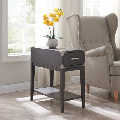 Beckett Solid + Manufactured Wood Side Table in Anthracite
