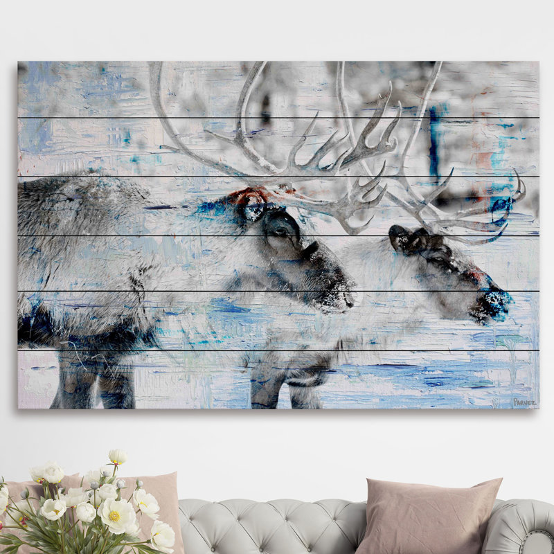 « antlers unite’graphic », reproduction sur bois blanc, H 40 po x l 60 po x P 1,5 po