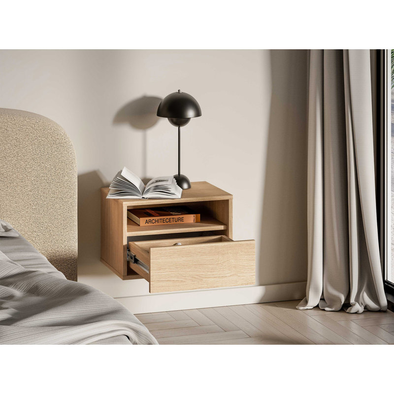 Solid Wood Bedside Table, Beige