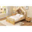 Lit simple en bois avec tête de lit et rangement, naturel-133232011