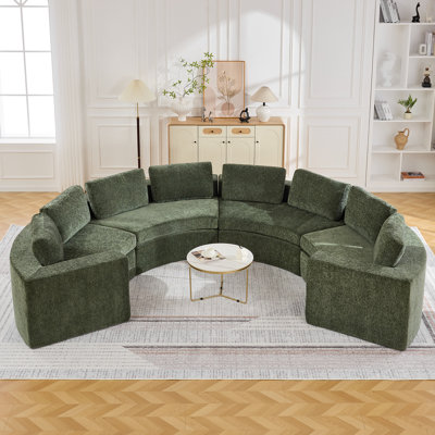 Boneless Curved Modular Sectional Sofa, 4 to 10 Seater with 8.47" Wide Arms, No Assembly Required