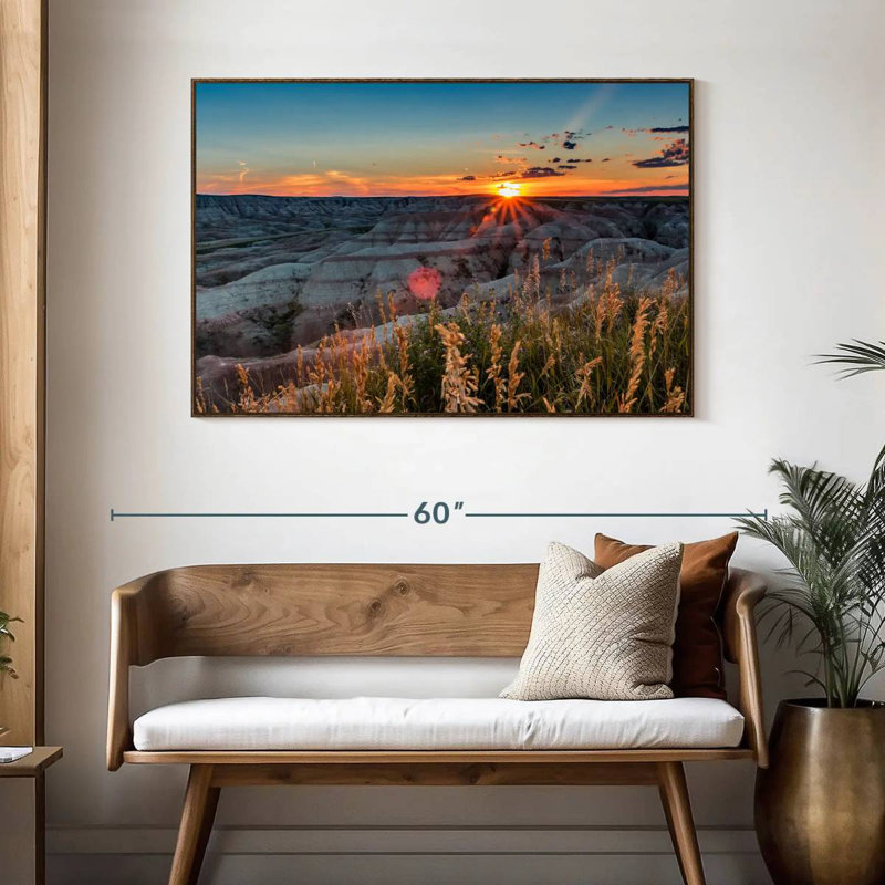 Parc national Badlands, 46 po x 31 po, Cadre flottant noyer