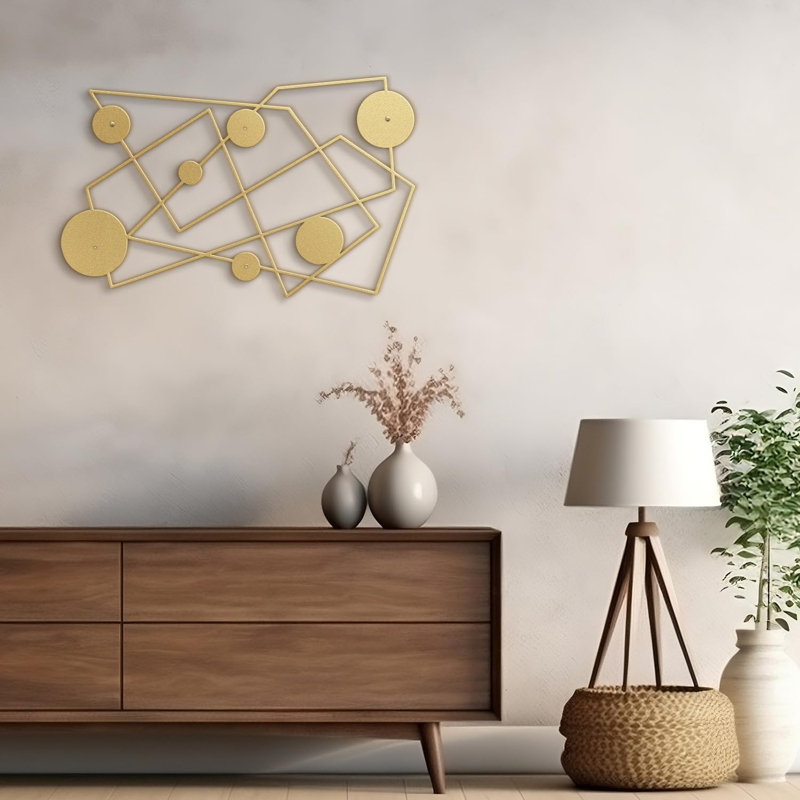 Décoration murale en métal, H 12 po x l 24 po x P 0,05 po, Or
