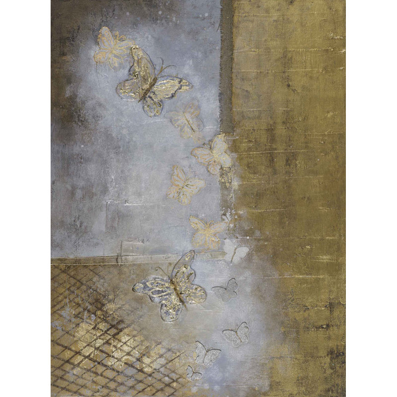 Gold Butterflies, 51" H x 38" W, Wrapped Canvas