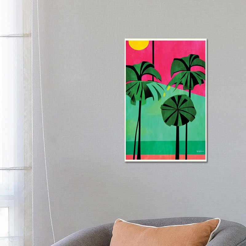 Pink Sky Tropical Palms, 66.04 cm H x 45.72 cm W x 1.905 cm D, Does Not Apply