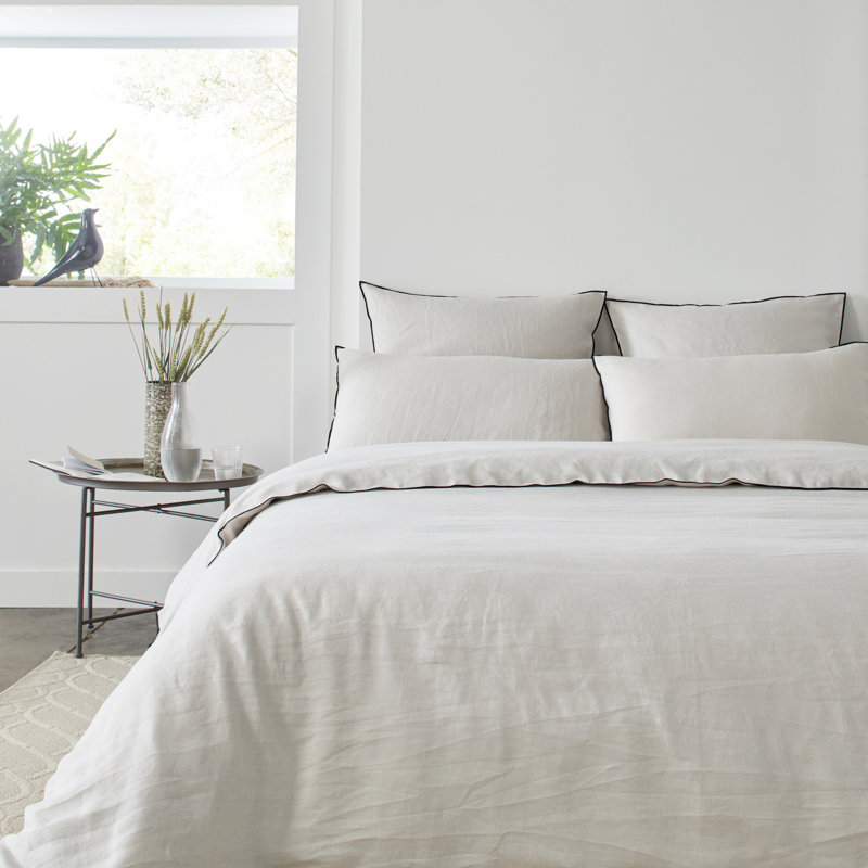 Dziedzic 100% Linen Solid Colour Duvet Cover, Light Beige