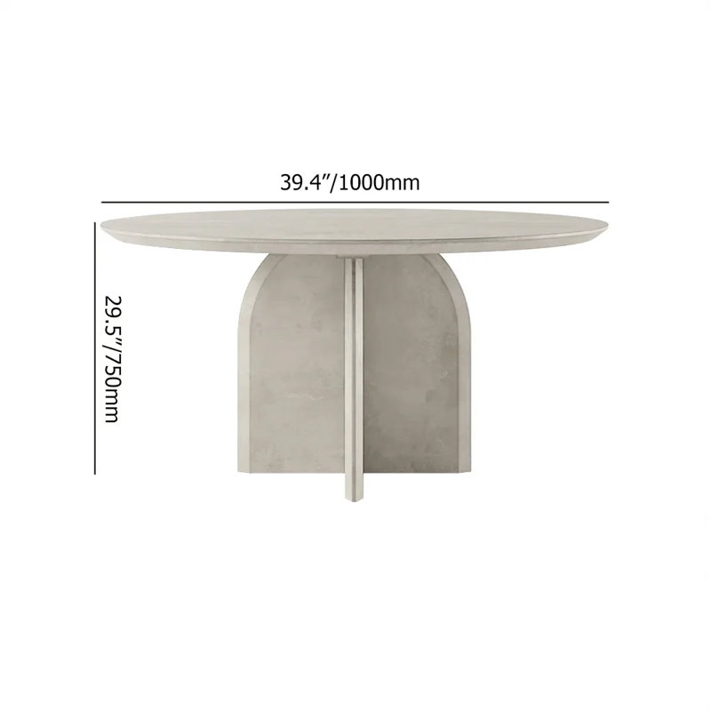 39.4 Inch Round Dining Table for 2-4 People, Gray Dining Room Table with Sturdy Pedestal Base, Industrial Circle Kitchen Table for Dining Room, Kitchen