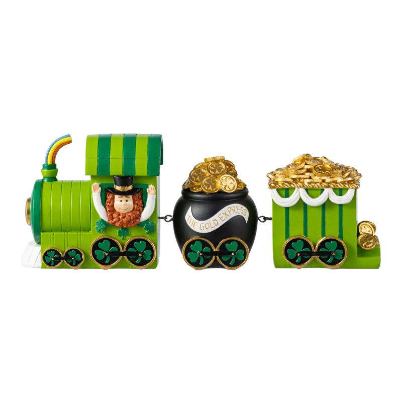 Ensemble de 3 décorations de table train en résine St.Patrick's