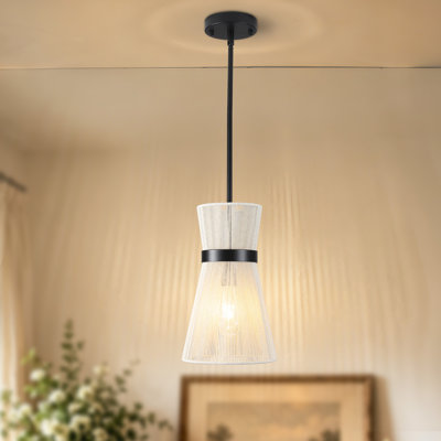 1-Light Hourglass Rattan Pendant Light