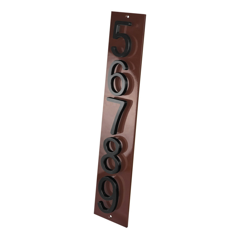 Plaque d'adresse verticale Amgo, Brun, Noir, noir, noir, noir, Oui