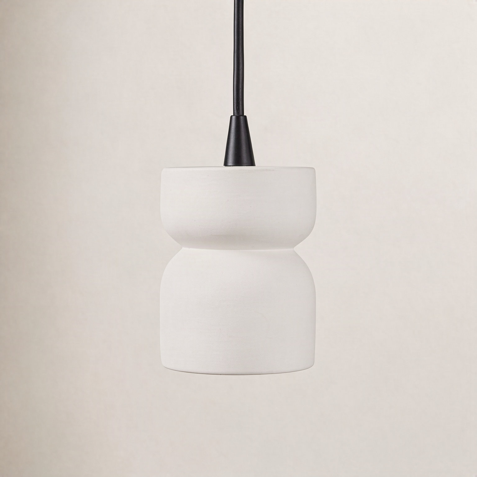 Leni Dimmable Ceramic Single Light Pendant, Concrete, Matte Black