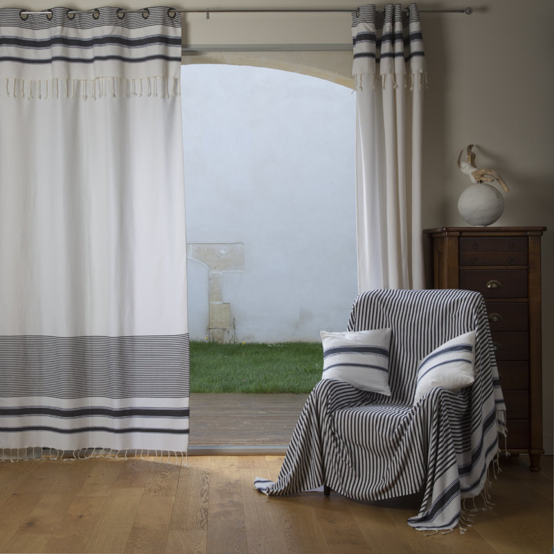La Belle Single Curtain, Grey/Blue/Emerald Green, 140 W x 280 D cm