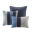 Couette King bleu marine - 7 pièces en microfibre plissée, 2 taies d'oreiller, 1 coussin décoratif. Garnissage en microfibre, lavable à la machine. Comprend une couette, 3 oreillers et un cache-sommier.