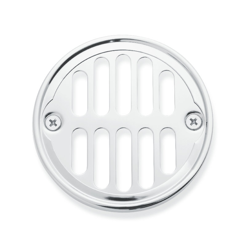 Round Grill Shower Drain Strainer Set, Chrome