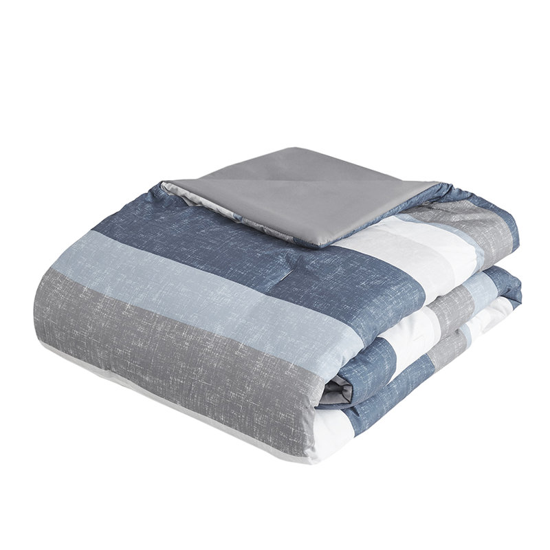 Literie grise, bleue marine et bleue - Convient aux matelas simples jusqu'à 12 édredons et ensembles de draps