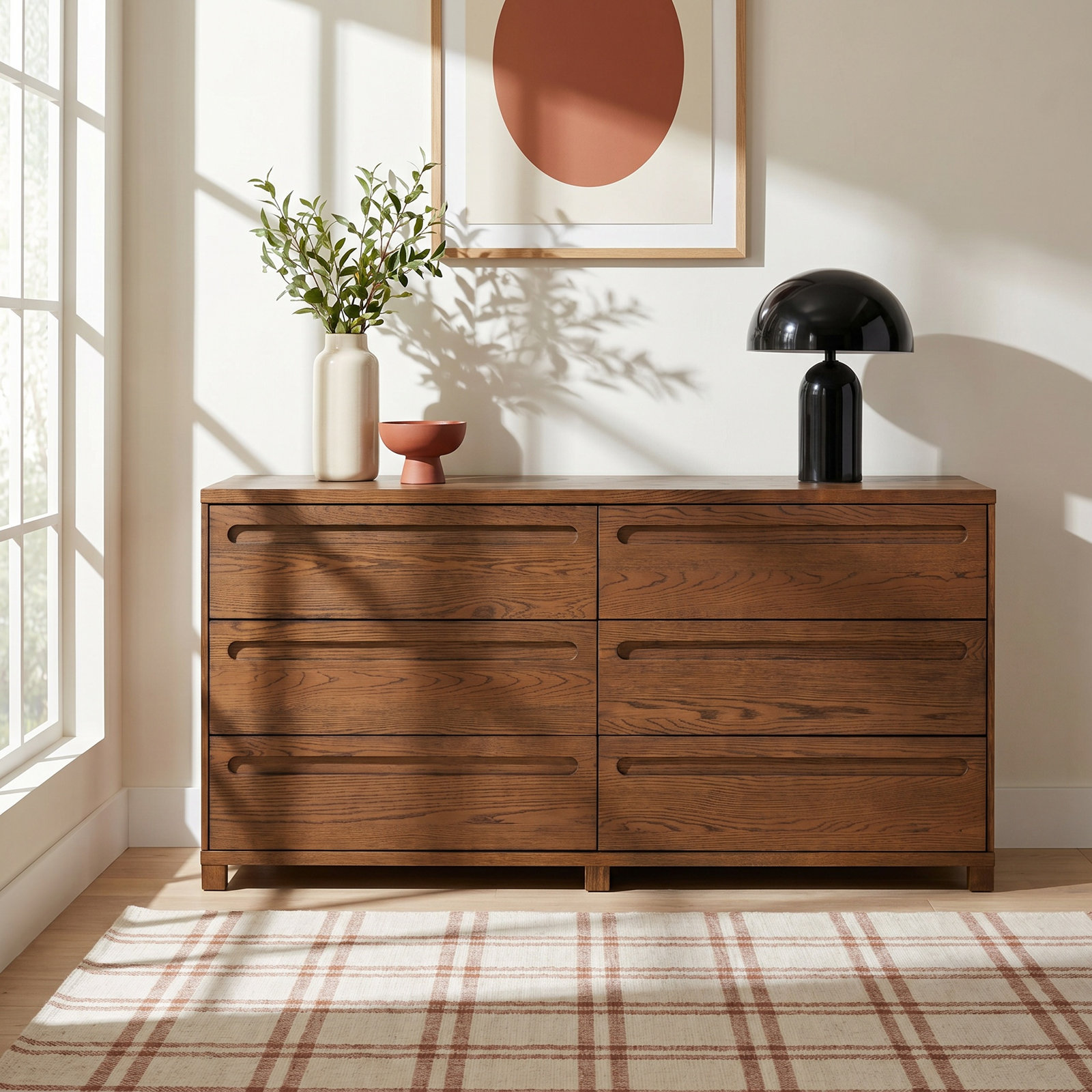 Lesheka 66" Double Dresser, Medium Oak