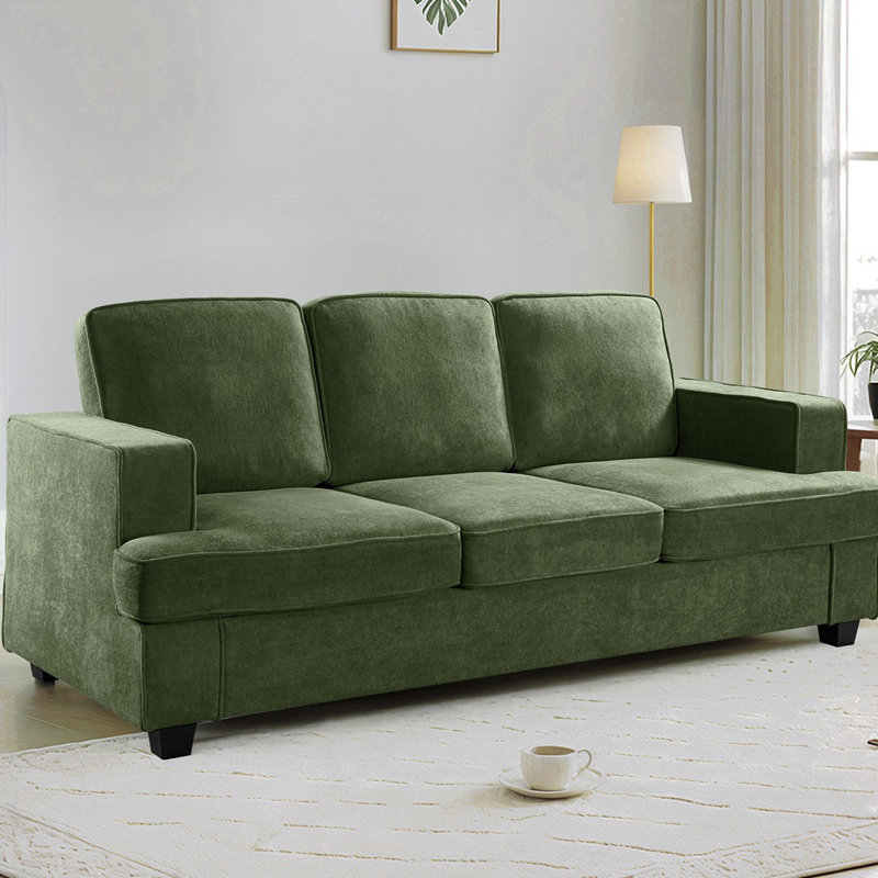 Canapé confortable en velours avec coussins moelleux pour des moments de détente, Vert