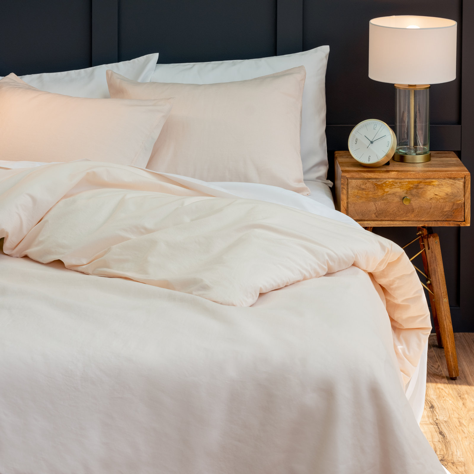 Kandice Linen Duvet Cover Set, Blush, King Duvet Cover + 2 Shams