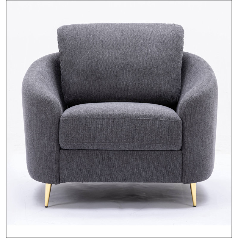 Fauteuil d'appoint gris à dossier lâche