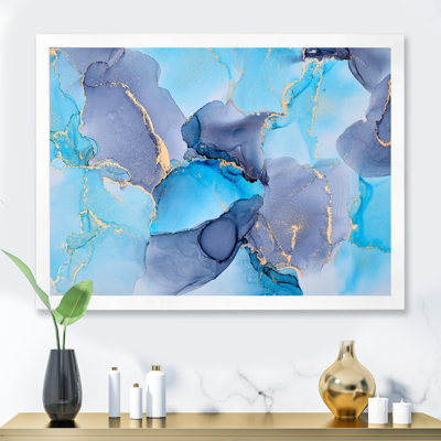 Turquoise et mauve luxueux, art fluide abstrait VII, reproduction sur toile