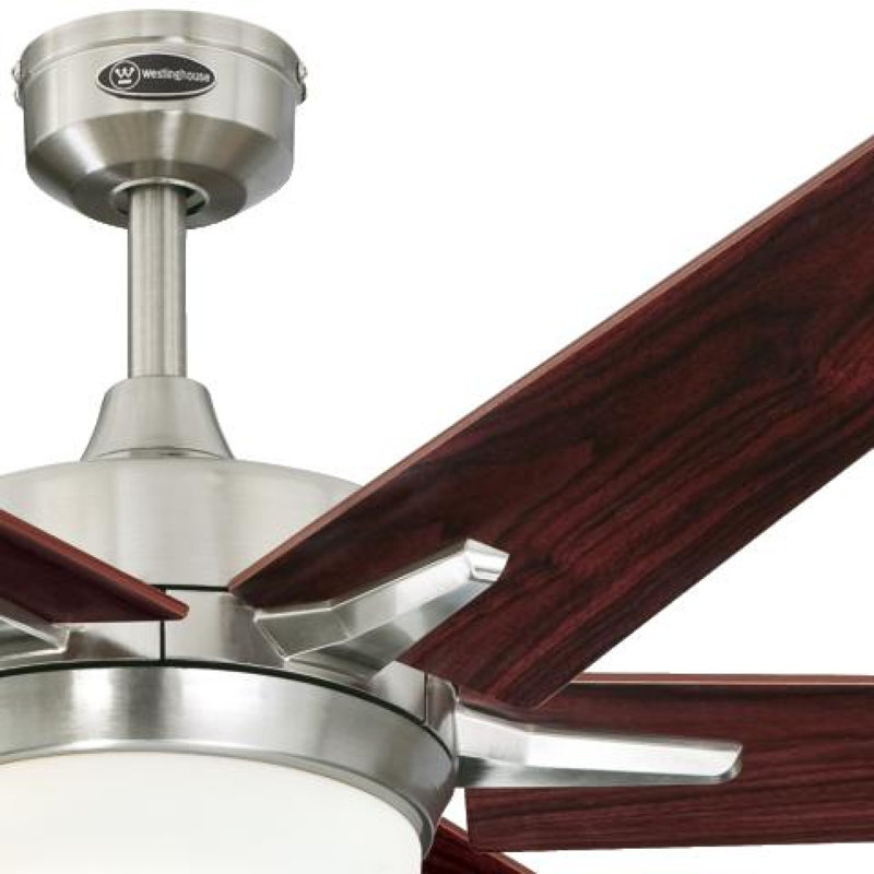 Keathley 60'' Ceiling Fan with Light Kit, Brushed Nickel with Rosewood/Light Maple Blades