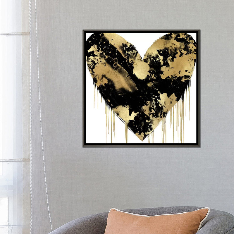 «Big Hearted Silver and Gold» par Lindsay Rodgers - impression d'art graphique, H 26 po x l 26 po x 1,5 po