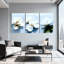 Ensemble de 3 tableaux sur toile tendue représentant des fleurs de magnolia blanc, pour la décoration du salon et de la chambre à coucher.-339175359