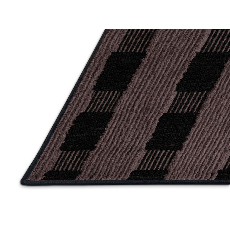 Tapis damier noir lavable à la machine, Rectangle 7 pi x 9 pi