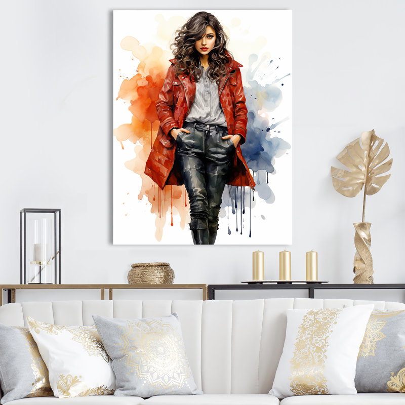 Cuir noir mode femme - imprimé, Toile tendue, 40" H x 30" W