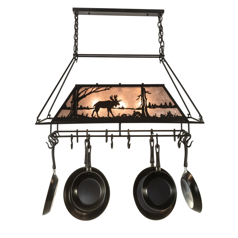 Moose at Lake Handcrafted Hanging Pot Rack