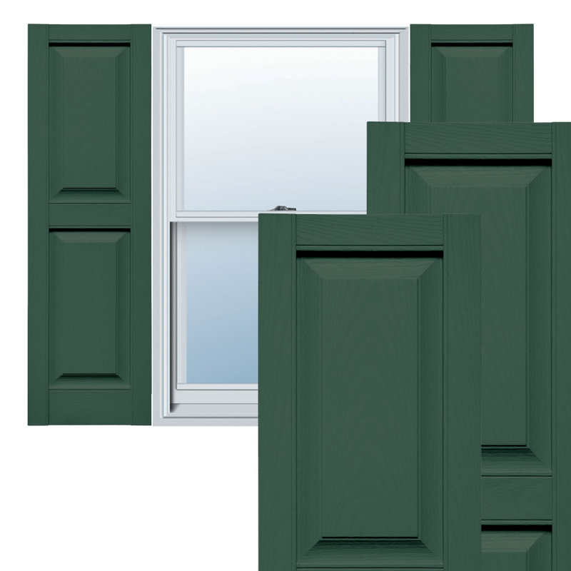 Vinyle à vie, panneaux sur mesure, volets surélevés, avec persiennes, Vert forêt, H 33 po x l 14,5 po x P 1 po