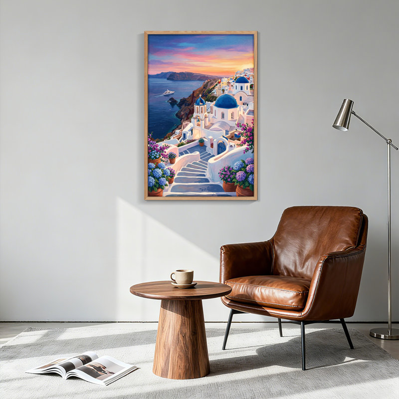 Île grecque, reproduction d'art sur toile, ensemble de 1, Natural, 24"H x 18"W