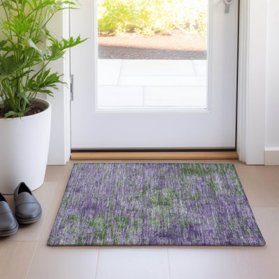 Machine Washable Indoor/Outdoor Christain ACN1361 Purple Rug