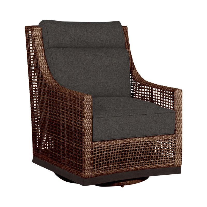 Outdoor Peninsula Gliding Wicker/Rattan Chair with Cushions, Light Raffia/Natural Sandalwood, No welt + Standard fill
