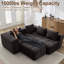 Canapé modulaire en chenille nuage, modulaire 3 pièces en L avec repose-pieds, sans assemblage-1202819929