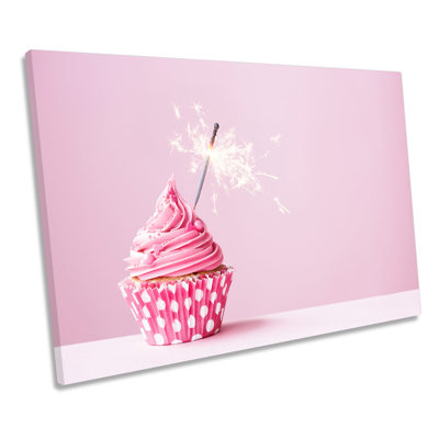 Pink Cup Cake Sparkler - Wrapped Canvas Print