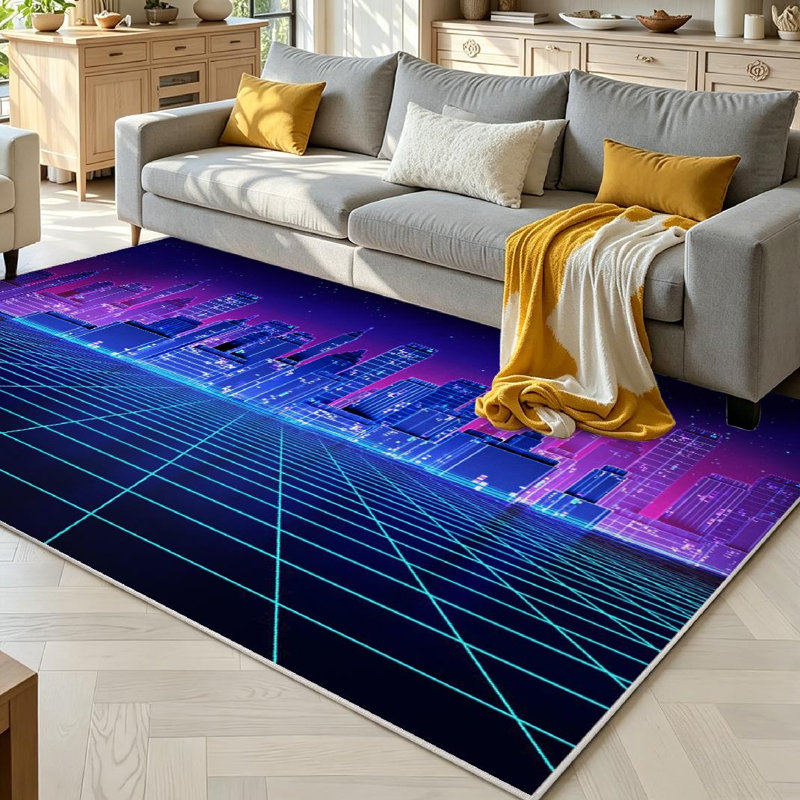 Tapis d'intérieur rétro clair et lavable à la machine, Rectangle 71 po x 98 po