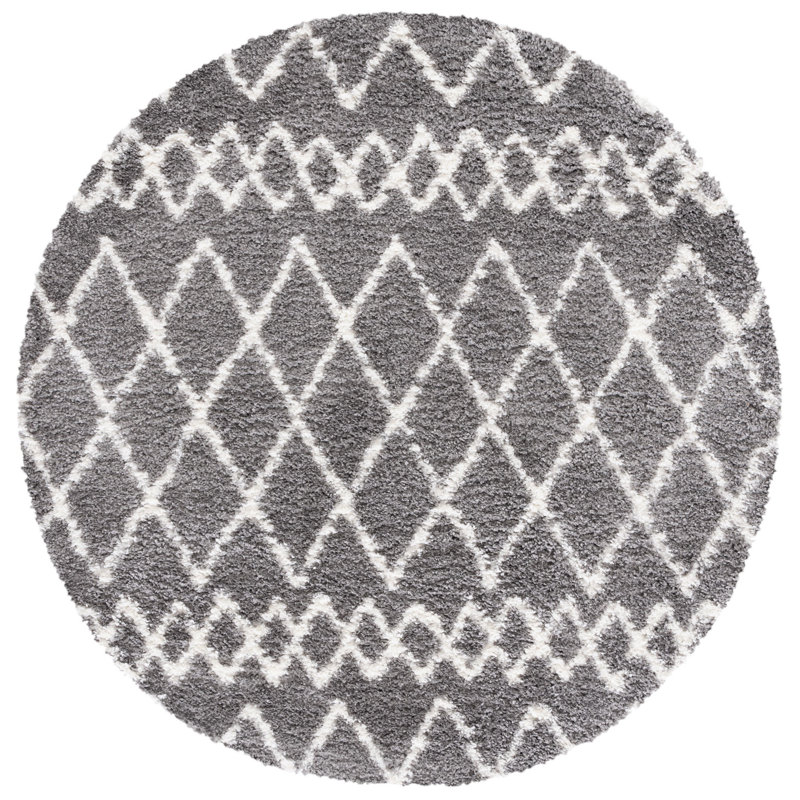 Tapis gris clair / crème Matterson, Rond 5 pi 1 po