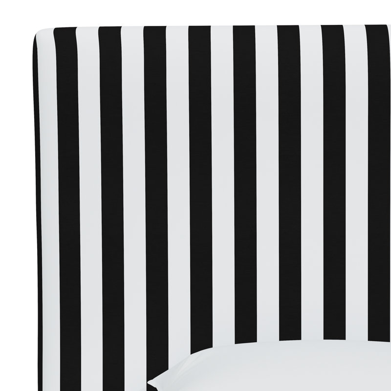 Tête de lit tapissier, Toile rayée en noir et blanc, Grand