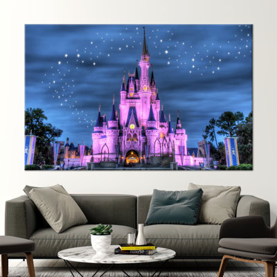 Cinderella Castle Starry Sky Wall Art for Kids Room - Disneyland Themed Print Decor
