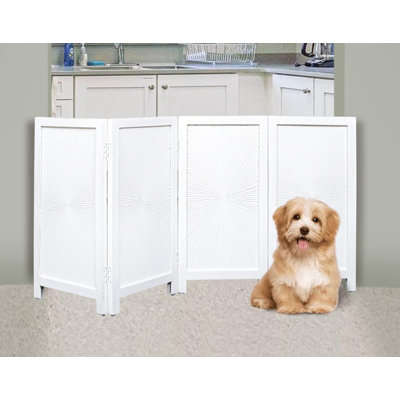 4-Panel Foldable Wooden Dog Gate