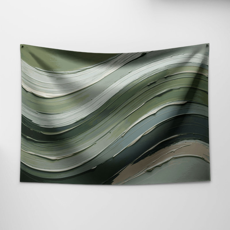 Tapisserie murale horizontale rayée gris olive, 26 po x 36 po
