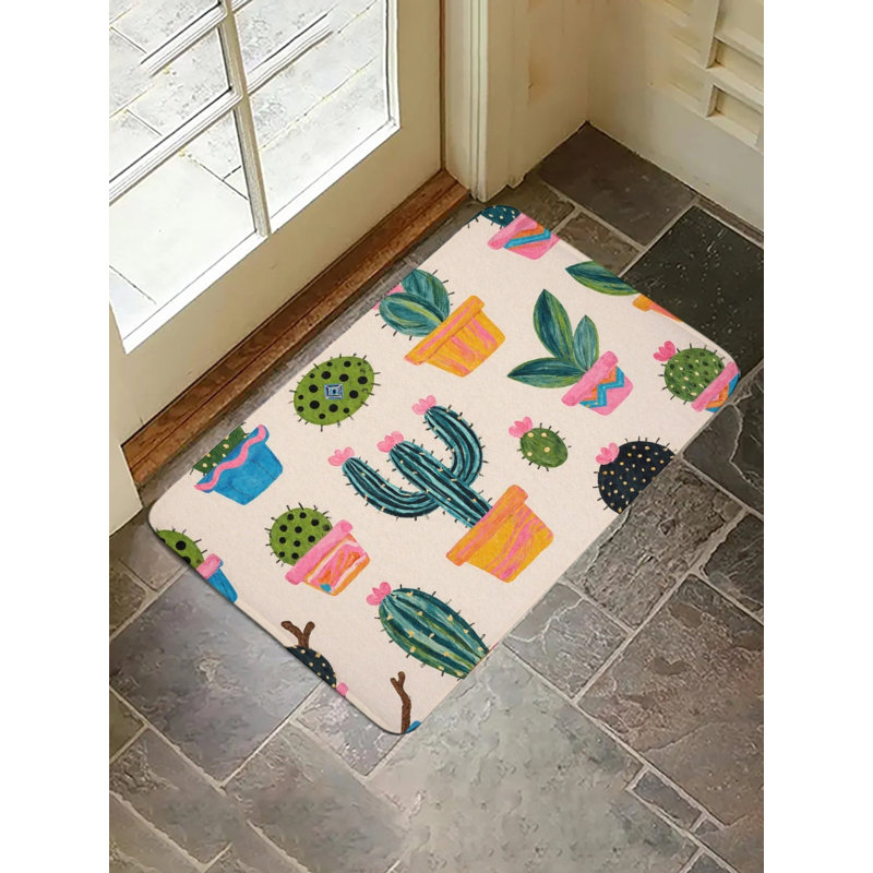 Tapis pour salle de bain à motif de cactus, 16 x 24