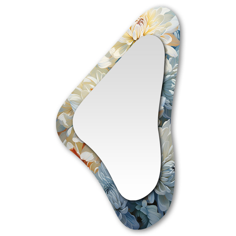 Miroir mural traditionnel traditionnel Simplicity Mums Bloom en beige et bleu discret V - Mums